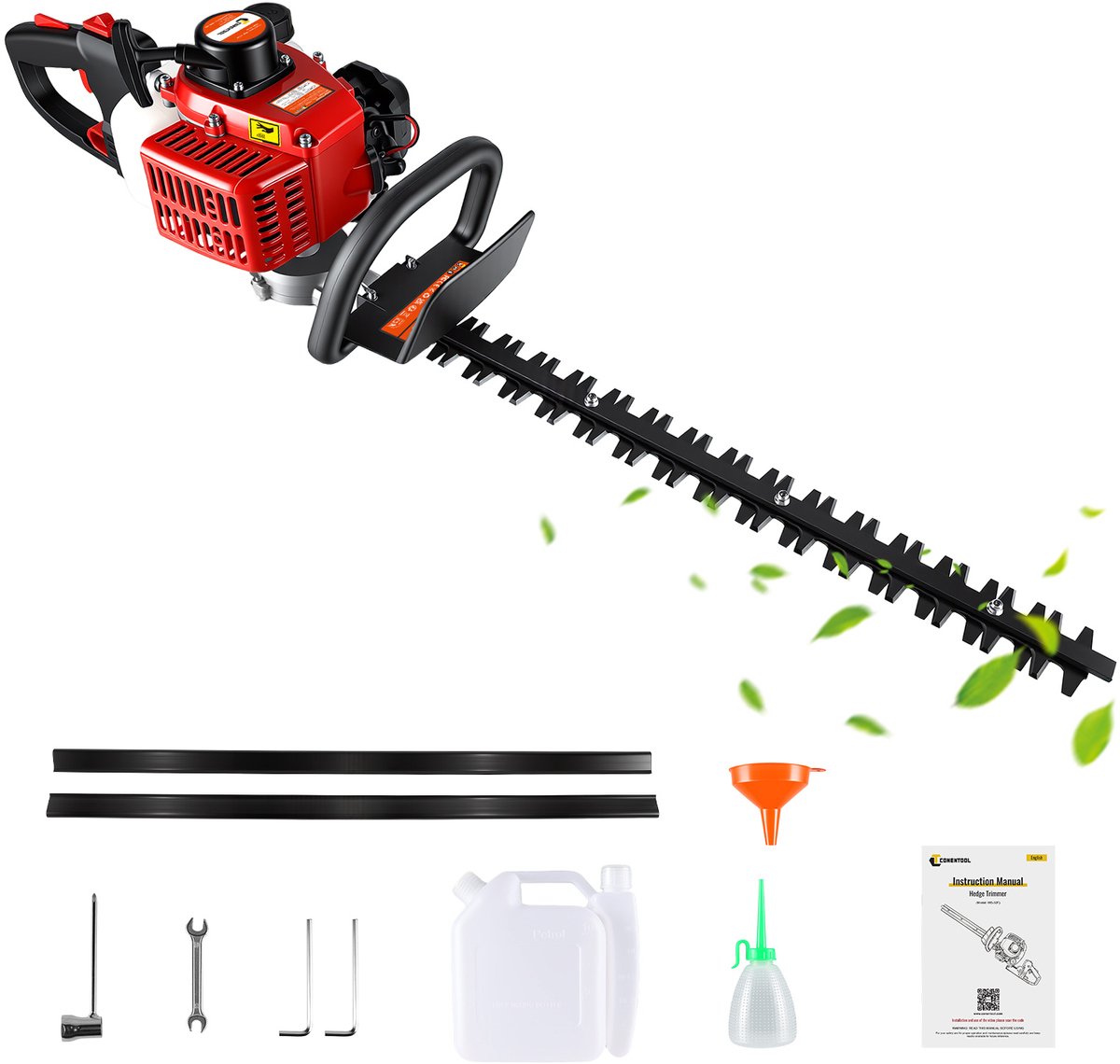 CONENTOOL Benzine Heggenschaar – 22.5 cc 2-takt Motor – 60 cm Zwaardlengte – Ergonomisch Design