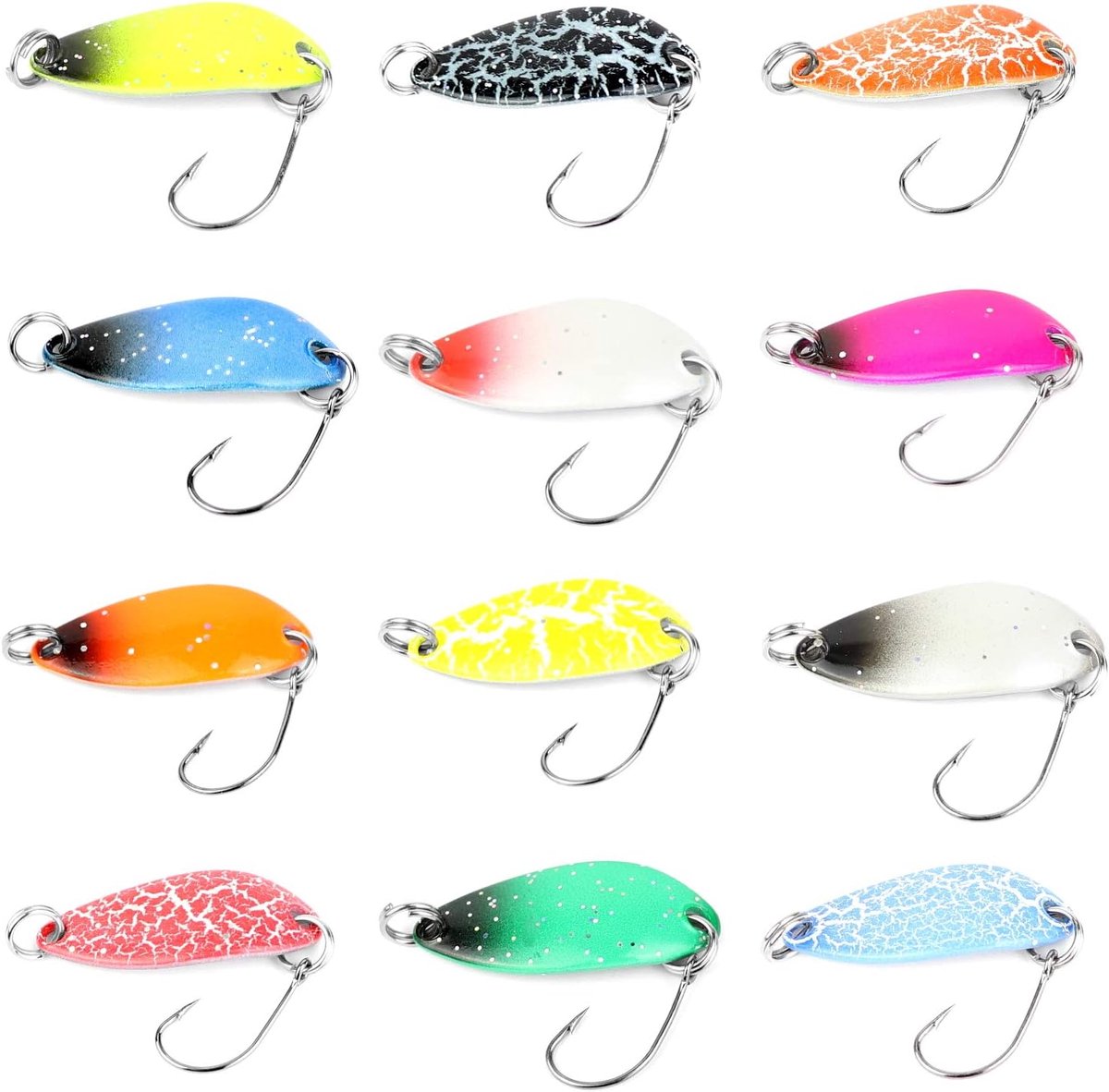 Vis Lepel Set - Vliegen Vissen - Forel Vissen - 12 Delige Set - 3 cm 2.5g - Multicolor