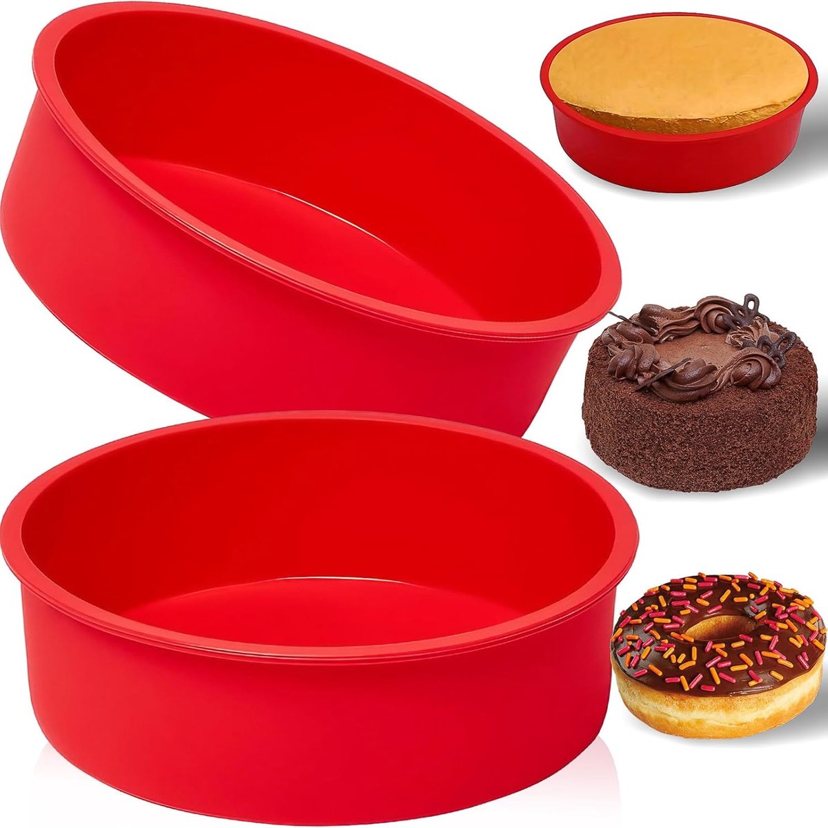 Siliconen Bakvorm - Taartvorm Rond - Zelf Bakken - Antikleef Eigenschappen - 20 cm Diameter