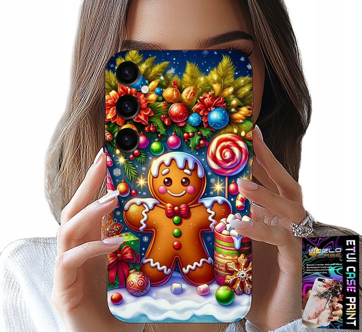 HOESJE VOOR SAMSUNG GALAXY A15 4G - PEPERKOEK, SNOEPPATRONEN KERST + GLAS