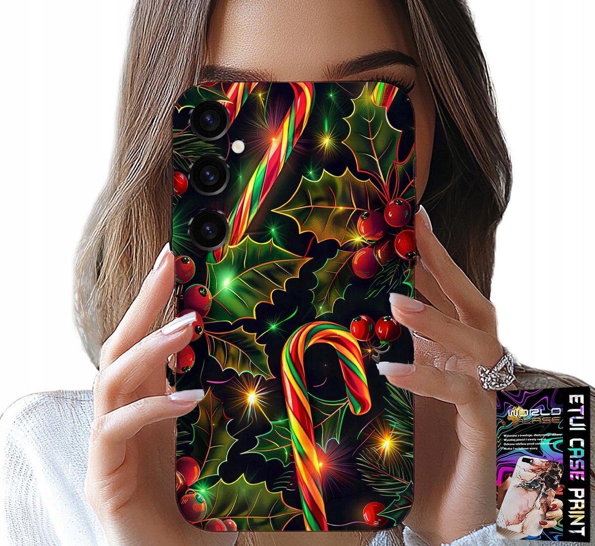 HOESJE VOOR SAMSUNG GALAXY A14 5G - SUIKERSTOKJE, MARETOE, KERSTBOOM + GLAS