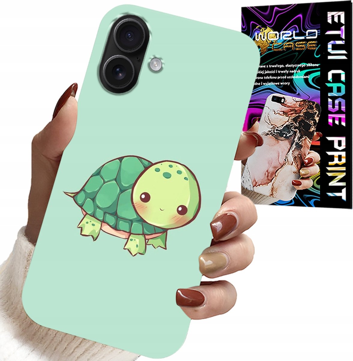 iPhone 16 hoesje - Leuke schildpadjespatroon voor kinderen + glas