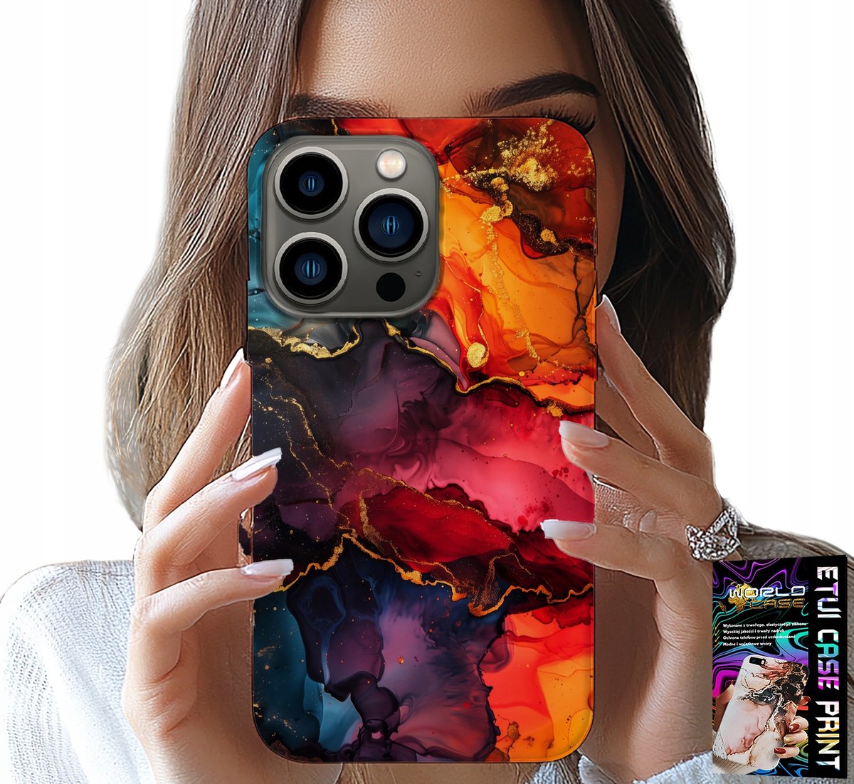 HOESJE VOOR IPHONE 16 PRO - STEENPATROON, HOESJE + GLAS