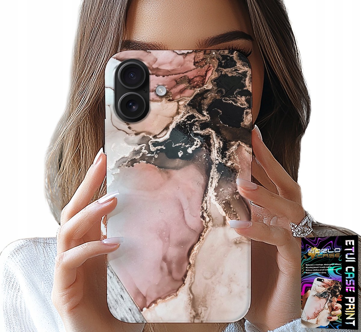 HOESJE VOOR IPHONE 16 PLUS - ELEGANT MARMERMODE + GLAS