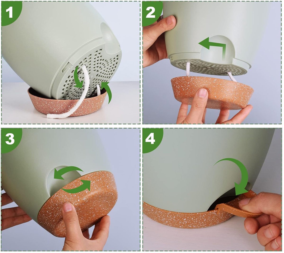 Bloempotten voor binnen, 7/6,5/6/5,5/5 inch, zelfwaterende plantenbakken met drainagegat, plastic bloempotten voor vetplanten, Afrikaans viooltje (groen) — cadeau in Wonen & Interieur - foto 5