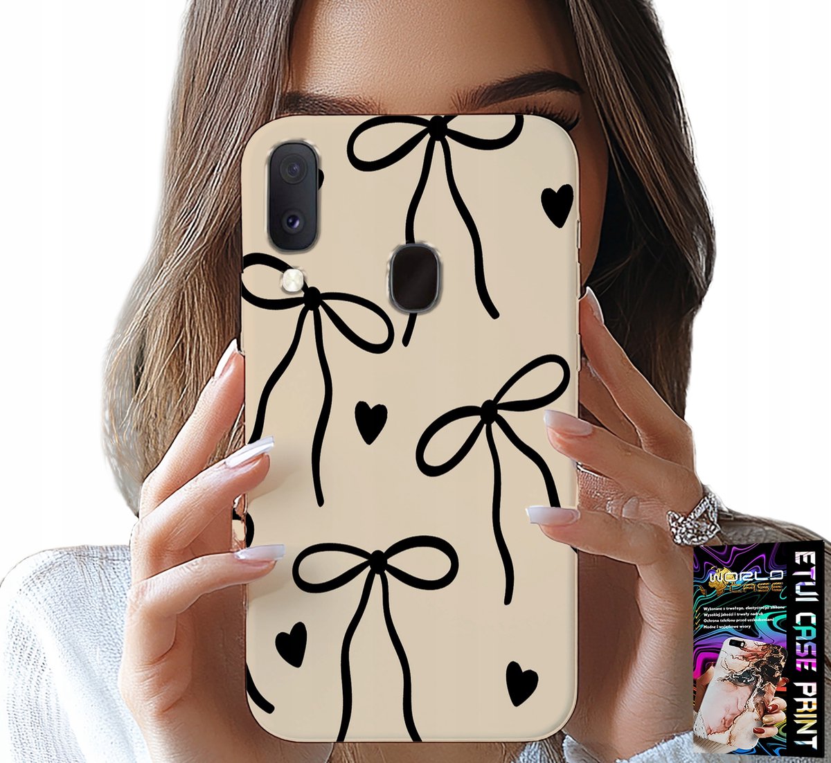 HOESJE VOOR SAMSUNG GALAXY A20E - BEIGE KOMMEN MET STIJLVOLLE PATRONEN
