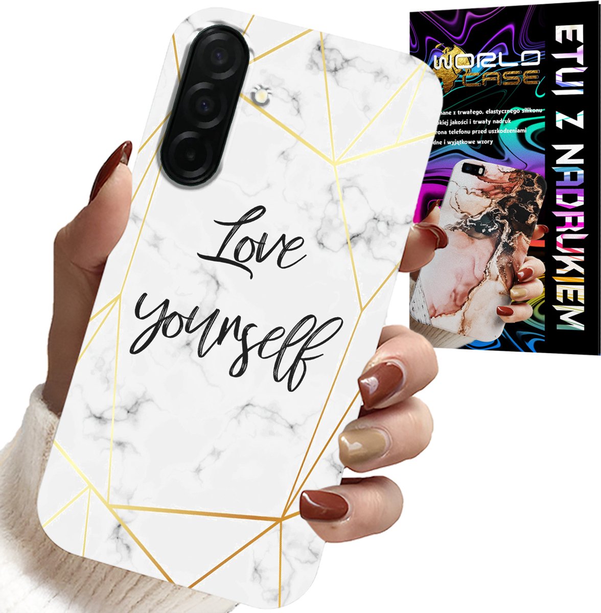 HOESJE VOOR SAMSUNG GALAXY A26 5G - WIT MARMER MET GOUDEN FRAME LOVE YOU