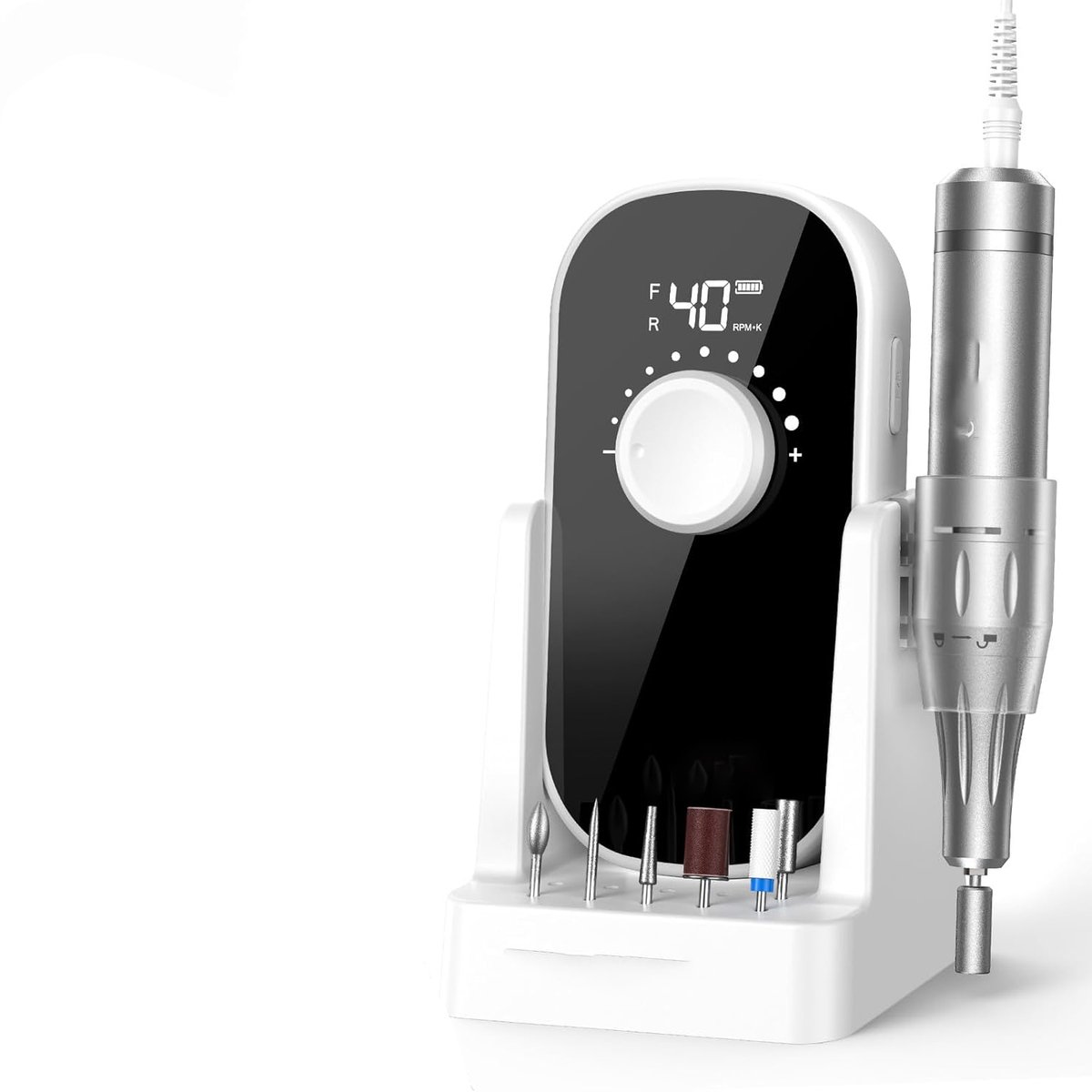 GELLDG Elektrische Nagelfrezer - 35000 RPM Digitale Display - 6-in-1 Nagelboor Set - Stabiel en Stil - Geschikt voor Gelnägel Acrylnägel Pedicure - Plastic - 13.7x8.8x7.5cm