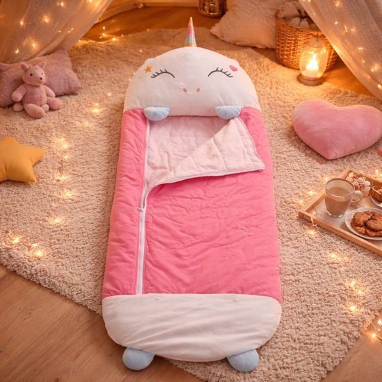MISOU Slaapzak Kinderen - Kinderslaapzak - set van 2 - Vos - Eenhoorn - met Hoofdkussen - Peuter - Slaapzakken - Kids - Jongens - Meisjes - 130x50cm - DOZY van Merkloos — afbeelding 4
