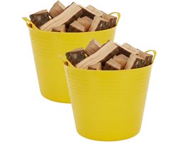 Excellent houseware Flexibele kuip / emmer - 2x - geel - 27 liter - kunststof - 42 x 35 cm