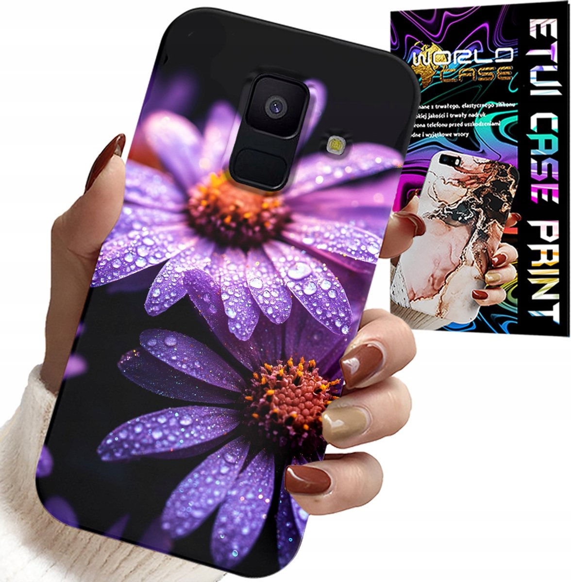 HOESJE VOOR SAMSUNG A6 2018 - ROZE MARGRIETJES BLOEMEN
