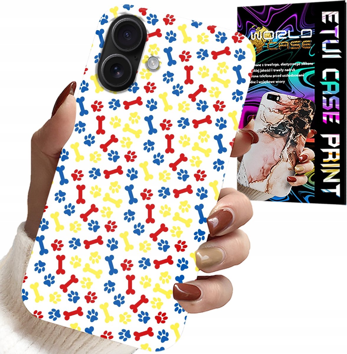 HOESJE VOOR IPHONE 16 PLUS - PAWS BONES DOG PATROL CARTOONS + GLAS