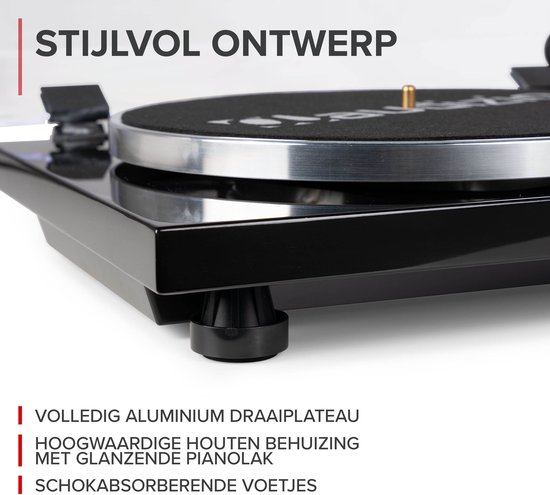 Audizio Toledo premium platenspeler HiFi set met 2 boekenplank speakers - Bluetooth - 80W — afbeelding 3