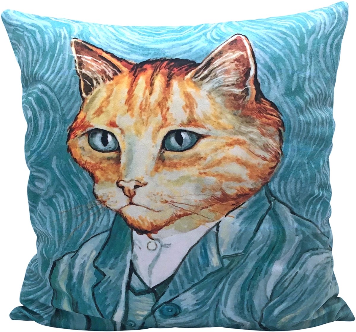 Sierkussen Kat - Kat Kussenhoes - Vincent Van Gogh - 45 x 45 cm - Blauw