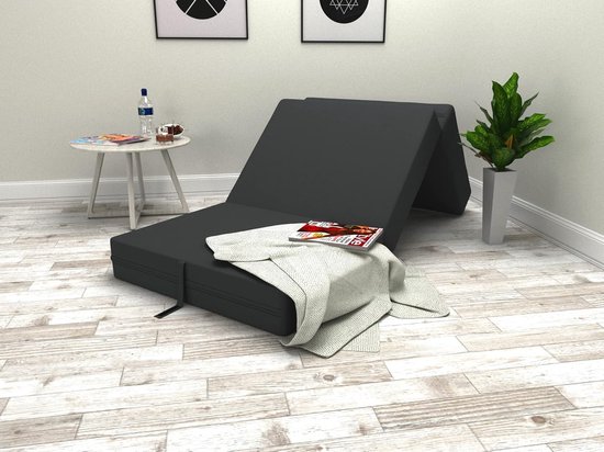 Vouwmatras 3-Delig - Gastmatras Slaapmat - Kamperen Logeren - Waterdicht Ademend - 160 x 195 x 15 cm - Antraciet van Merkloos — afbeelding 4