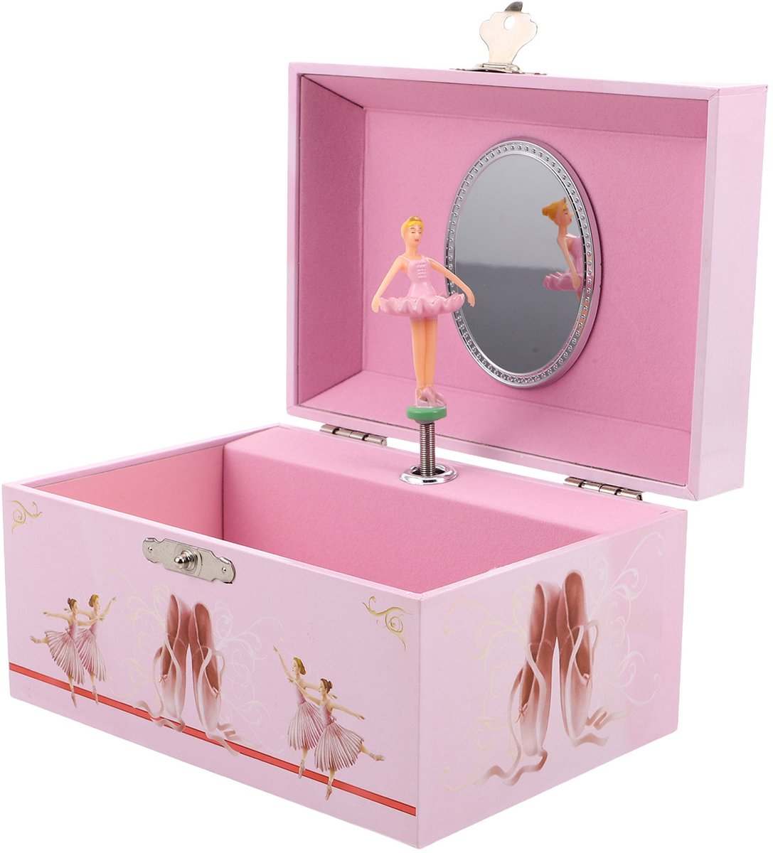 Roze Ballet Muziekdoos – Sieradenkistje met Draaiende Ballerina – 5 inch Sieradenorganizer voor Meisjes – Muzikaal Cadeau voor Verjaardag & Feestdagen