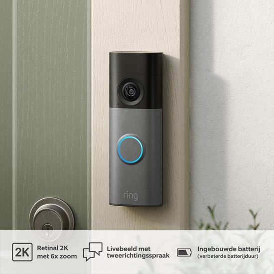 Ring Battery Video Doorbell (2ng Gen) Matte Mocha - 2K video van Merkloos — afbeelding 4