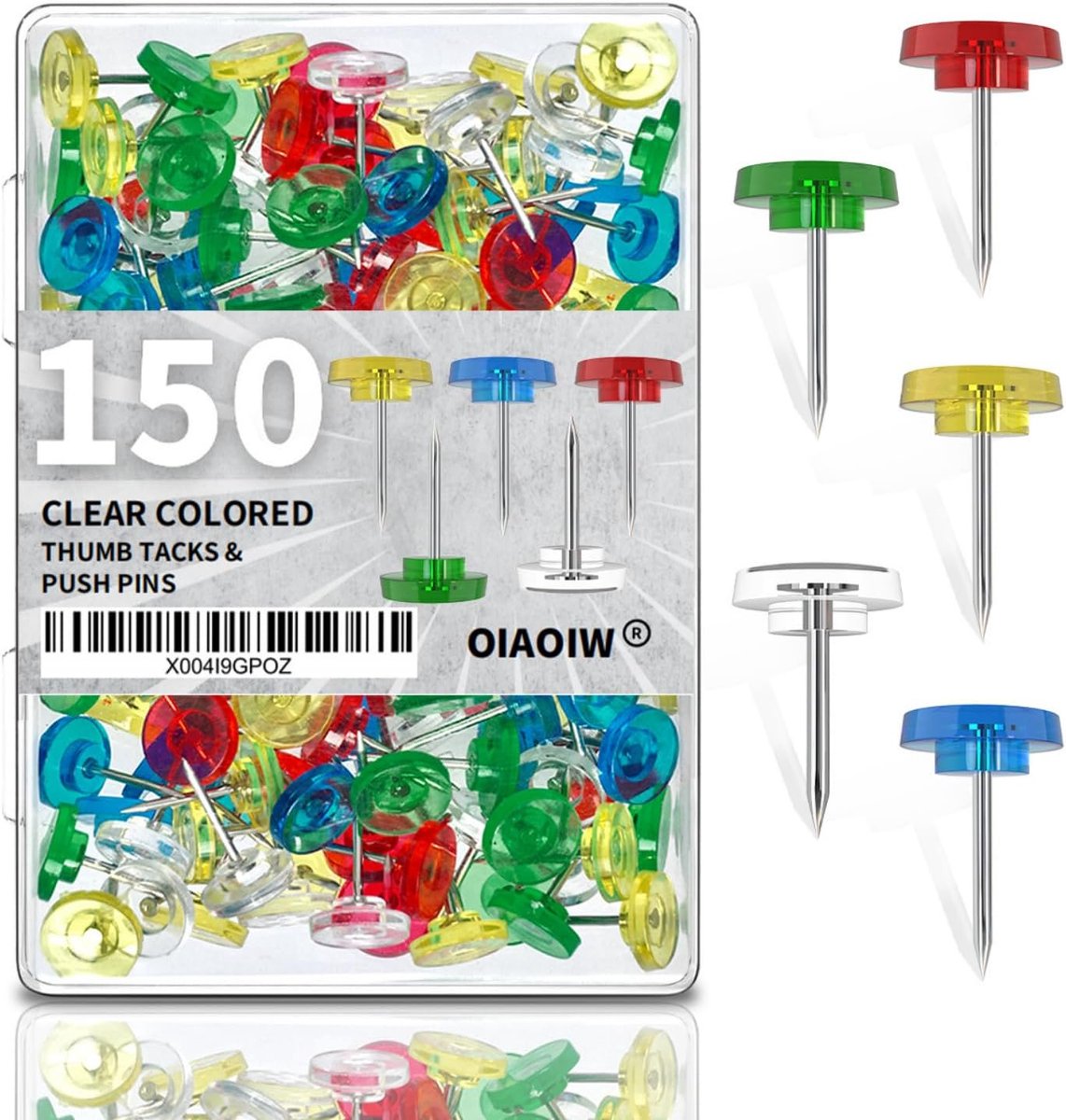 Transparante Punaises - Platte Prikkers - Muur Decoratie - 150 Stuks Set - 11x16mm - Transparant
