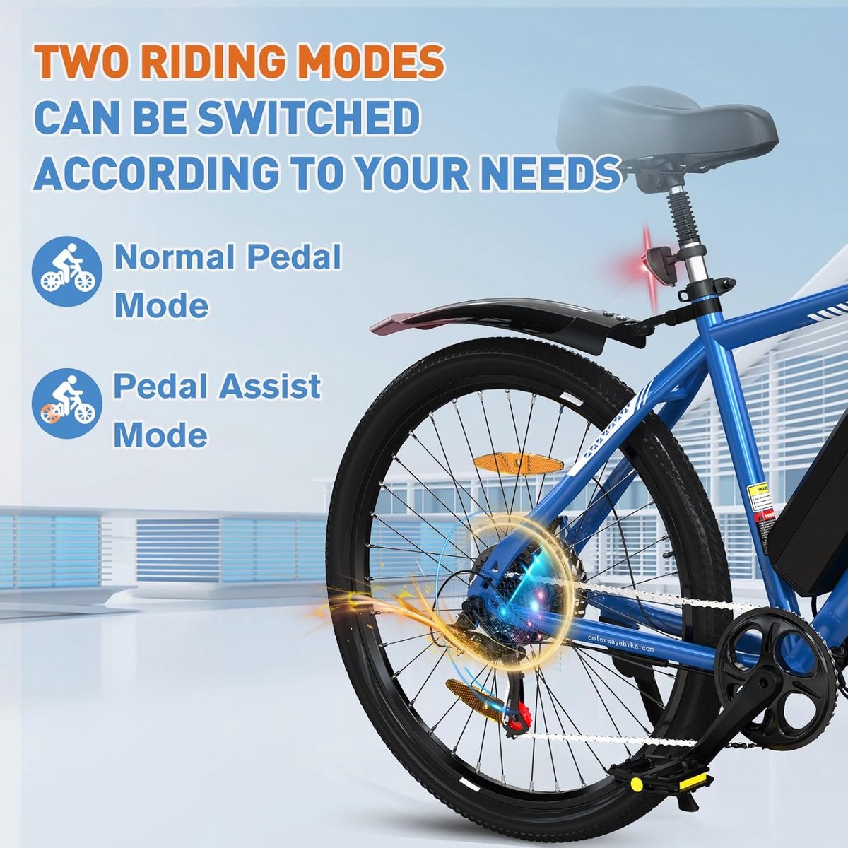 Colorway Elektrische Fiets BK15 - Trendy 26Inch Mountain EBike met Afneembare 36V 15Ah Lithium Batterij - City Commuter E-Bike met 250W Motor - 7 Versnellingen - IP54 Waterdicht thumbnail 2