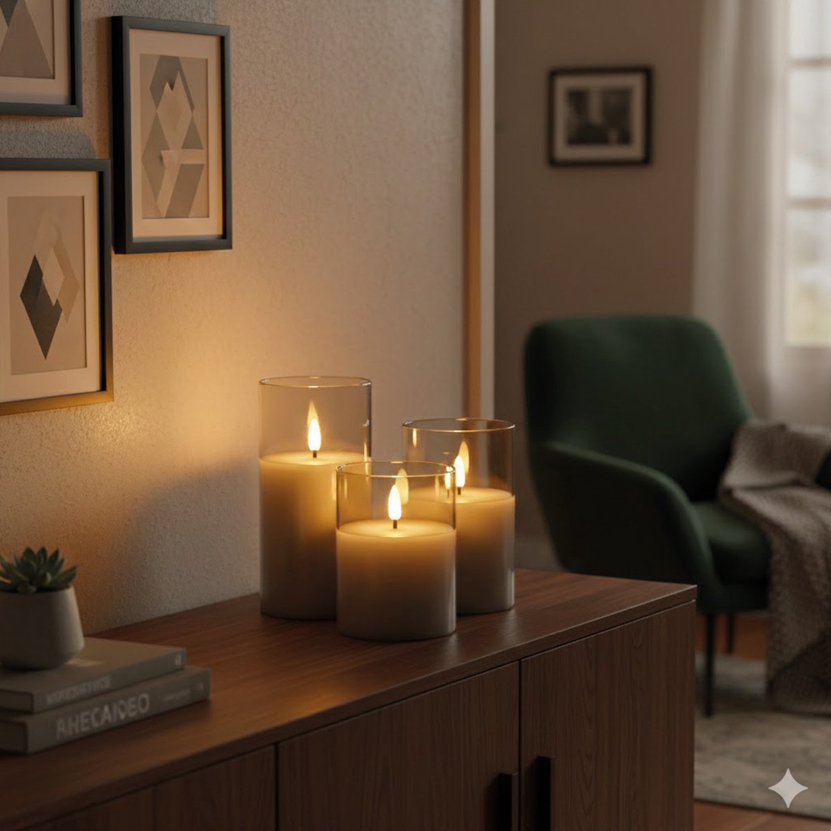 TRIO Led Kaarsen met Bewegende Vlam - 3x Led Kaars - Afstandsbediening - op Batterijen - Flikkerende Vlam - Timer - Kerst Kaarsen
