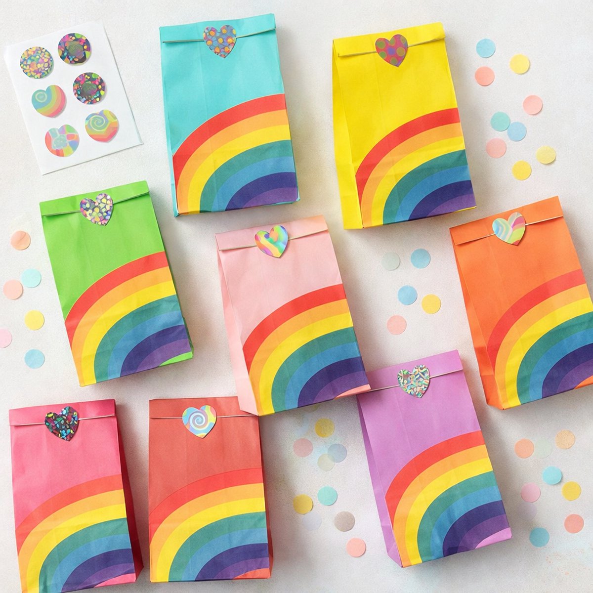 Isa's Friends® Uitdeelzakjes + Stickers - Regenboog - 40 stuks - Stevig Papier - Traktatie zakjes - Cadeauzakjes - Uitdeelzakjes Kinderfeestje — afbeelding 6