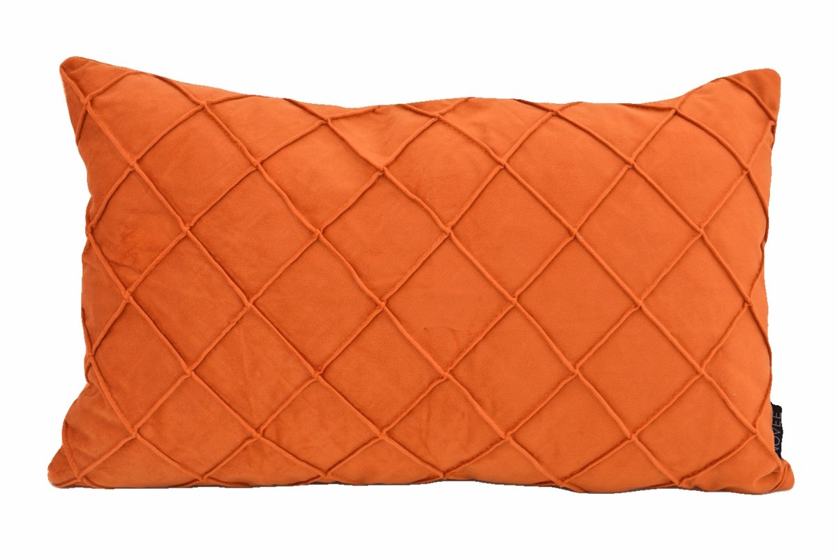 NOVÉE Sierkussen Velvet Cross Terracotta | 30 x 50 cm | Velvet/Polyester oranje