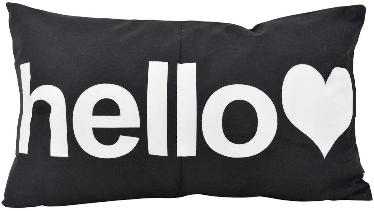 Gek op Kussens! Sierkussen Hello Zwart | 30 x 50 cm | Katoen/Polyester