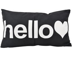 Sierkussen Hello Zwart | 30 x 50 cm | Katoen/Polyester