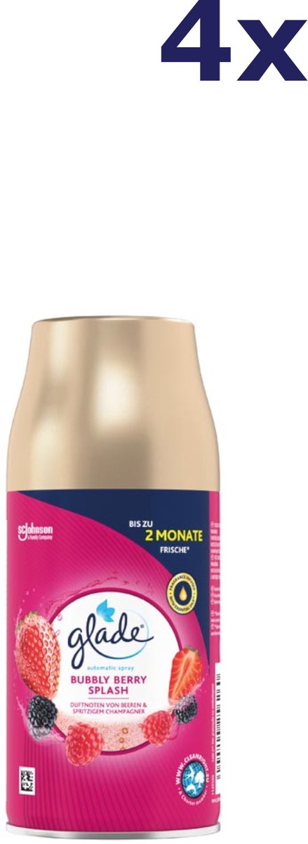 4x Glade Automatische Spray Navulling Bubbly Berry Splash 269ml