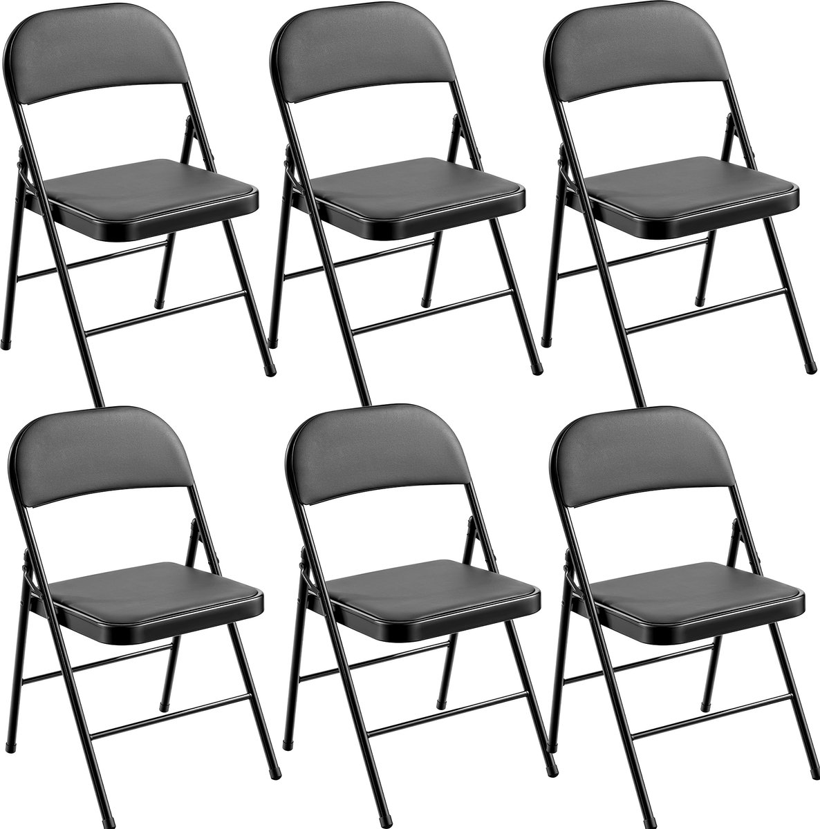 xDays Klapstoelen - Set van 6 – Opvouwbare Stoelen – Inklapbaar & Lichtgewicht – voor Binnen & Buiten – Eettafelstoel – Ruimtebesparend – Zwart