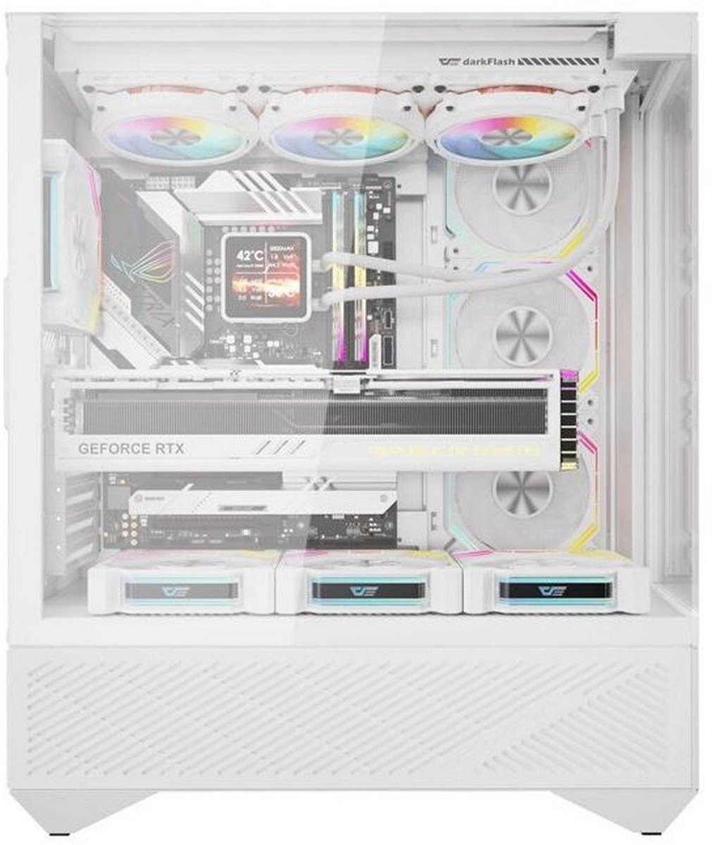 darkFlash - DY460 White + 4 fans - Computerkast