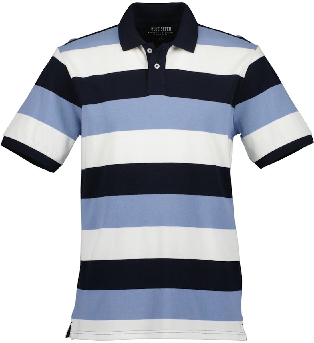 Blue Seven - 321194 heren polo - blauw gestreept - KM - maat S