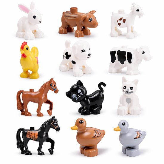 Dieren Speelset Boerderij – 12 Stuks – Geschikt voor Duplo