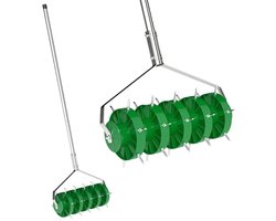 Gazonbeluchter - Handmatige Gras Beluchten - Gazon Beluchter - met 30 nagels - Prikrol - Verticuteerroller - Gazonprikker - Verticuteerhark met Steel - voor Verdichte Bodems en Grasvelden - Gardengear - Staal - Donkergroen