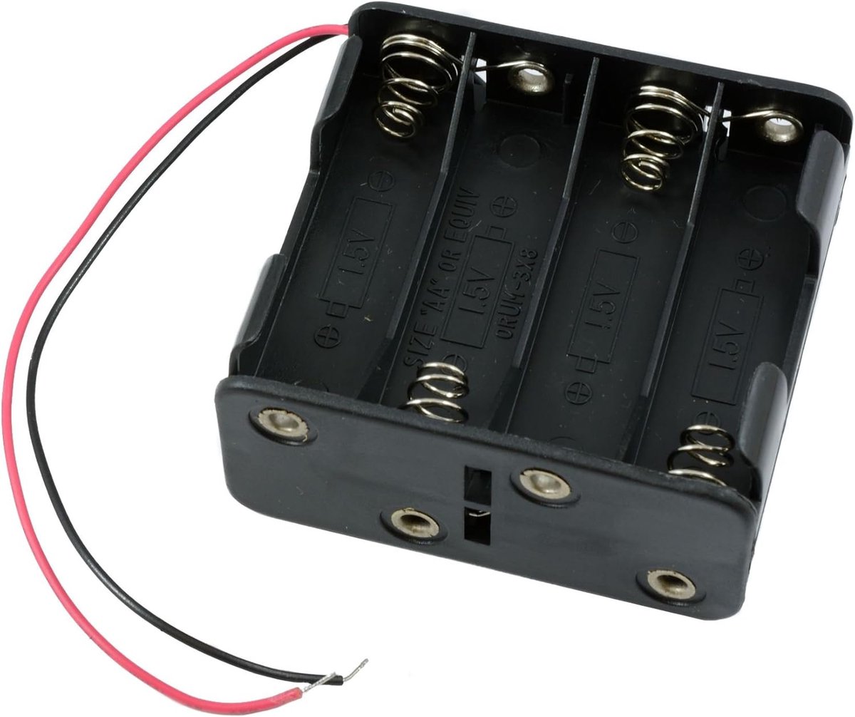Batterij Houder - Batterij Doos - Energie Toevoegen - 8 AA Cellen - 150mm Leads - Zwart