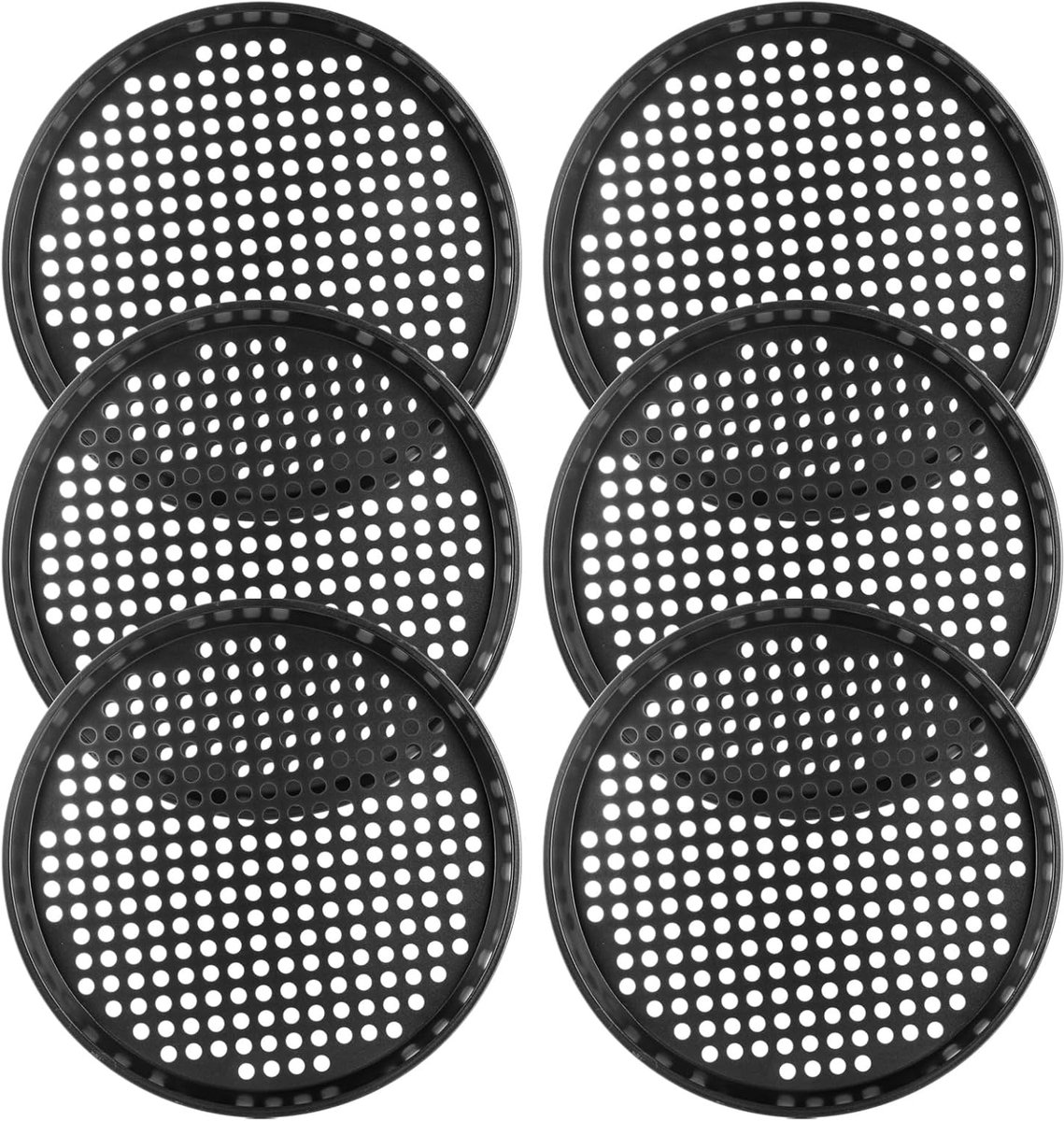 Pizzaplaten Set - Bakvormen - Pizza Bakken - Geperforeerde Bodem - 32 cm Diameter - Zwart