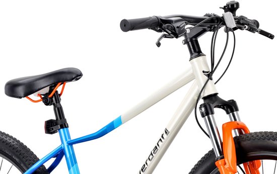VERDANT CALIX Mountainbike 26", MTB-fiets voor dames en heren, fiets 6 inch - vering, schijfremmen, 21 versnellingen - Wit-Blauw-Oranje van Verdant — afbeelding 3