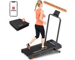 Loopband met Automatische Incline (8%) - Automatische helling - Inclusief antislipmat en app - Led scherm - 1 t/m 12 km/u - Inklapbaar - Walking pad - 8% Automatische Hellingfunctie - Loopbanden voor thuis - Wandelband - Hometrainer - Treadmill