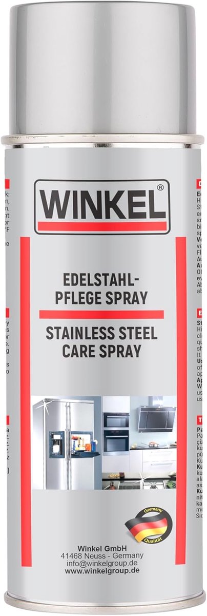 WINKEL RVS Reiniger Spray 400 ml – Voor Keuken, Badkamer & Metaal – Streeploos Resultaat