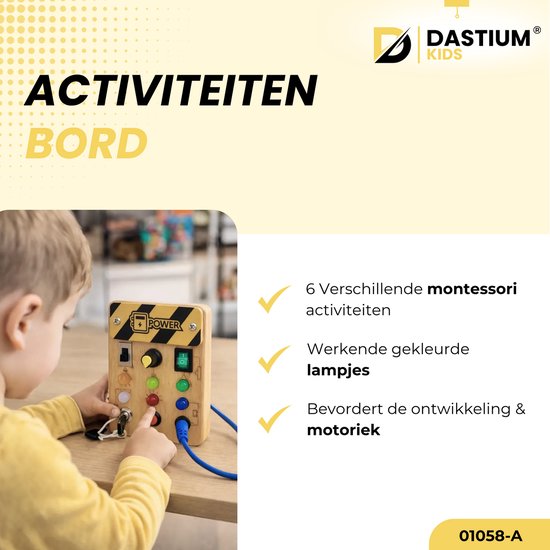 Dastium Kids - Busy Board - Activiteitenbord - Montessori Speelgoed - Baby Speelgoed - Educatief Speelgoed - Met Werkende Lampjes van Merkloos — afbeelding 2