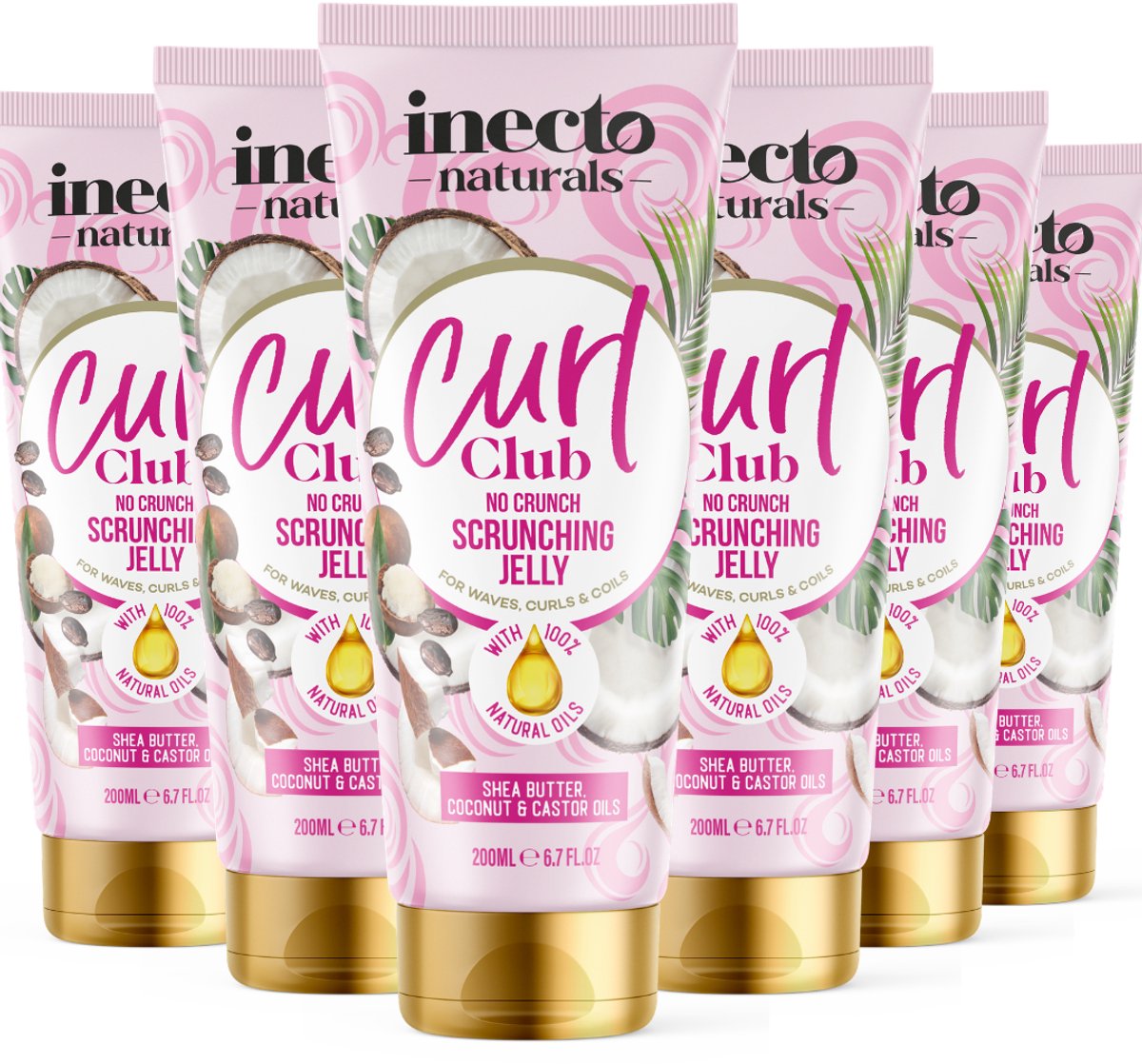 Inecto Curl Club No Crunch Scrunching Jelly - 6 x 200ml - Voordeelverpakking