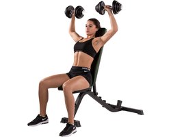 Tunturi UB40 Utility Bench Fitnessbank - Halterbank - Trainingsbank - Buikspierbank - Verstelbaar - Kleur: zwart - Incl. Training app