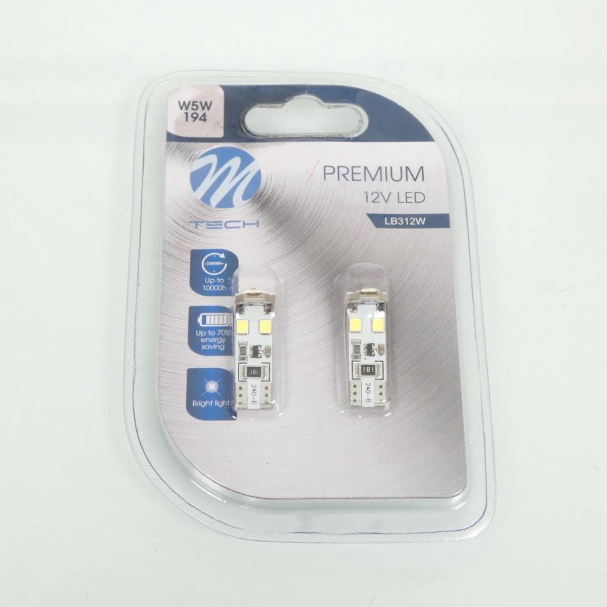 Ampoule LED M-Tech W5W T10 Canbus 12V 0.64W blanc pour auto / par paire Neuf
