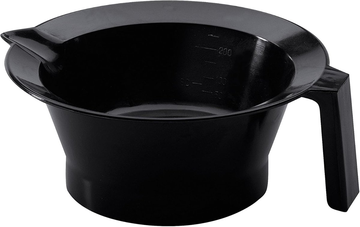 Verfschaal met handgreep - Haarkleur kom - Haar verven - Rubberen antilek ring - 200 ml inhoud - Zwart