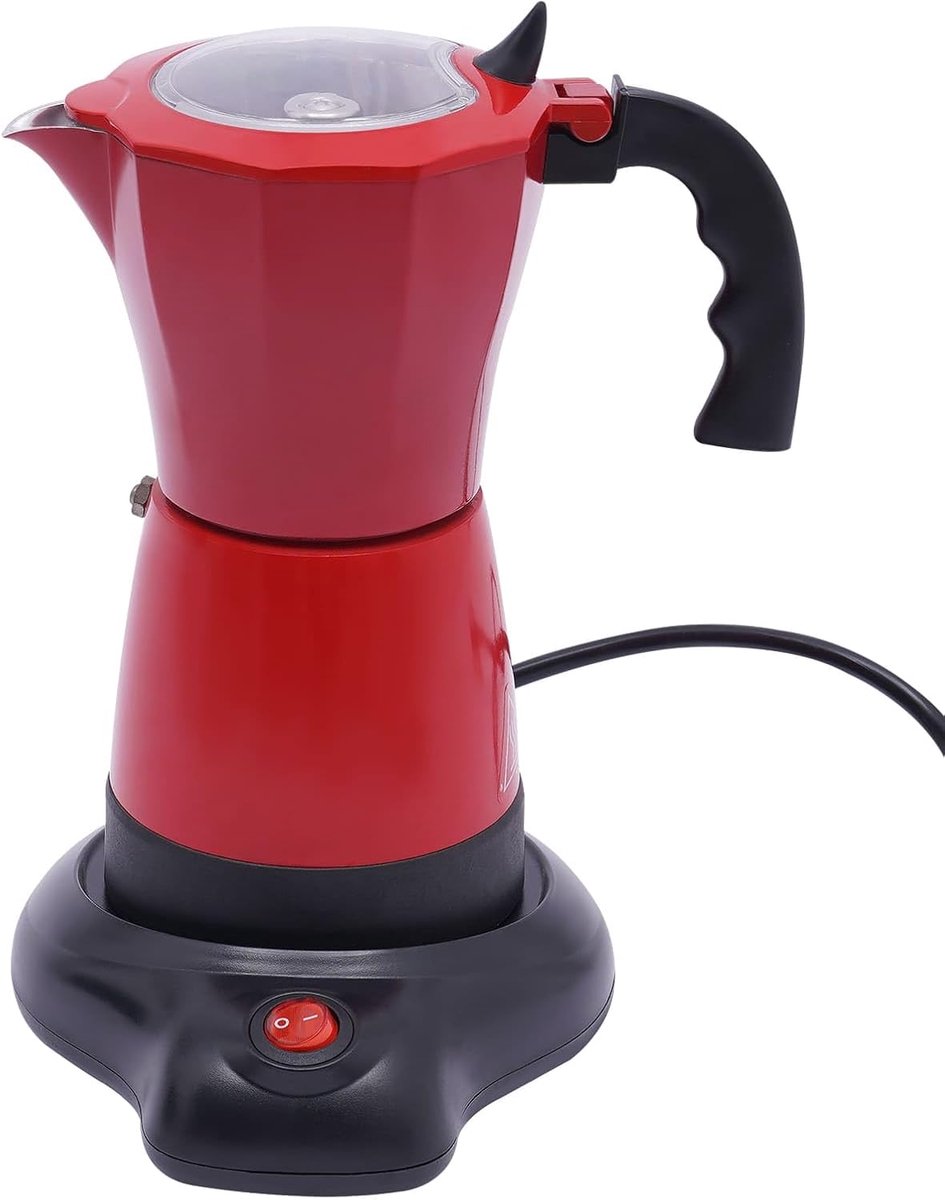 Elektrisch Koffiezetapparaat Espressomaker Percolator Snel Koffie Zetten 360 Graden Draaibare Basis 10x20 cm Rood