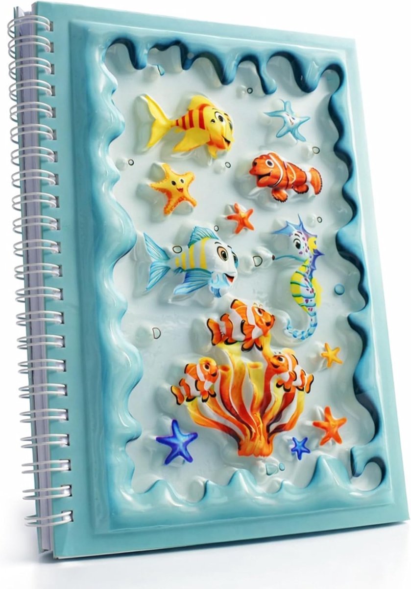 Spiraal Notitieboek A5 - Hardcover Dagboek - Notities Maken School - 3D Glanzende Omslag - 21x16x2.5 cm - Hemelsblauw