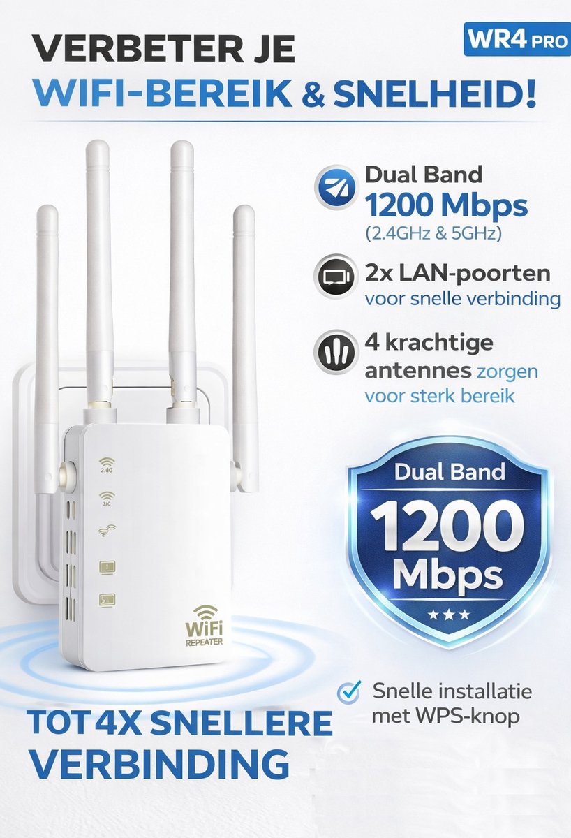 ElectronicWorks WR4 Pro Wifi Versterker Dual Band Repeater - afbeelding 2