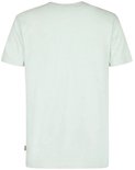 Lichtgroen T-shirt, achterkant zichtbaar, met label rechtsonder.