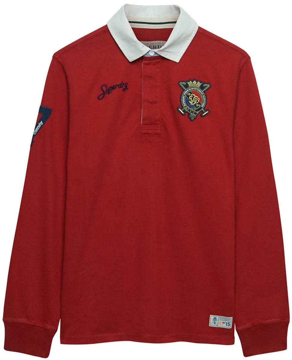 Superdry Rugbytop met dubbel embleem Heren Tops Rood