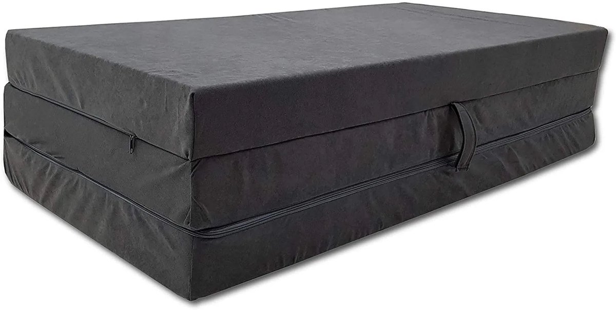 Opvouwbaar logeermatras 200 x 80 x 10 cm – comfortabel reismatras voor gasten – inklapbaar, grijs